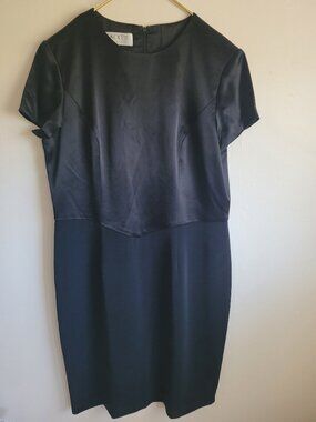 Black Tie by Oleg Cassini Dress Women’s 16 Black Two‑Tone Fit&Flare Triacetate